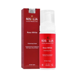 فوم پاک کننده و روشن کننده پوست رزالیا مدل Rosa White ضد لک و تیرگی حجم ۱۵۰ میل