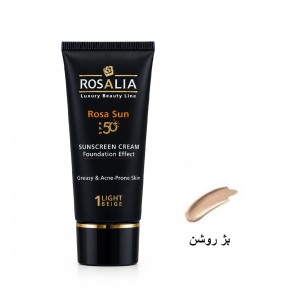 کرم ضد آفتاب رنگی رزالیا مدل Rosa Sun SPF50 با پوشش کرم پودری مناسب پوست چرب و جوشدار رنگ بژ روشن شماره ۱ حجم ۴۰ میل