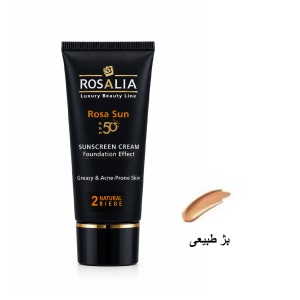 کرم ضد آفتاب رنگی رزالیا مدل Rosa Sun SPF50 با پوشش کرم پودری مناسب پوست چرب و جوشدار رنگ بژ روشن شماره ۱ حجم ۴۰ میل