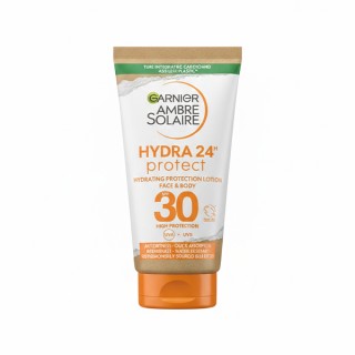 لوسیون ضد آفتاب آبرسان ۲۴ ساعته گارنیه مدل Hydra 24h Protect مناسب پوست صورت و بدن حاوی کره کاریته و ویتامین E با SPF 30 حجم ۵۰ میل