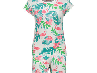 ست تیشرت و شلوارک زنانه افراتین طرح هاوایی کد 6525 رنگ شیری