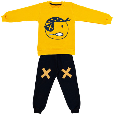 ست سویشرت و شلوار پسرانه طرح دزد دریایی کد 333 رنگ زرد
