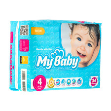 پوشک مای بیبی آبی سری مهربان با پوست سایز 4 بسته 34 عددی
