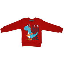 ست سویشرت و شلوار پسرانه طرح دایناسور اسکیت باز کد 3110 رنگ قرمز