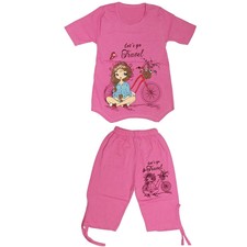 ست تی شرت و شلوارک دخترانه کد 77SO