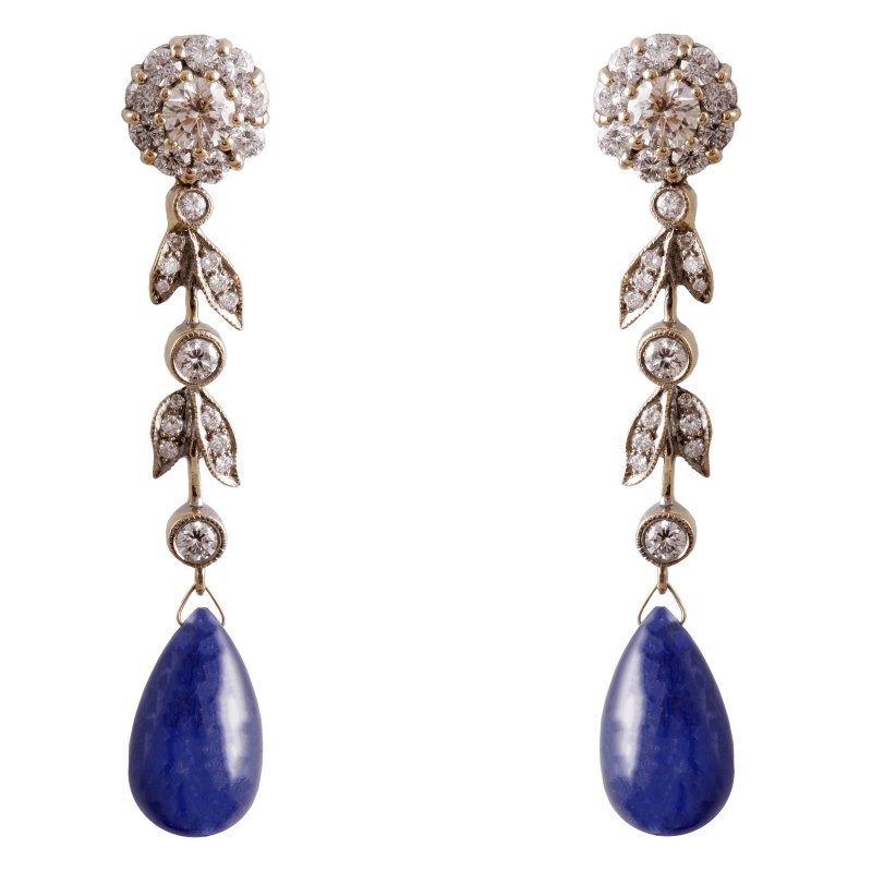 گوشواره طلا 18 عیار زنانه جواهری گاندی مدل 20142