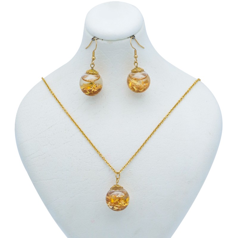 نیم ست طلا 24 عیار زنانه طرح گوی کد 100175