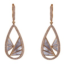 گوشواره طلا 18 عیار زنانه جواهری گاندی مدل 29655