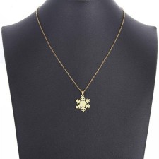 آویز گردنبند طلا 18 عیار جواهری میکا طرح برف کد 0110047