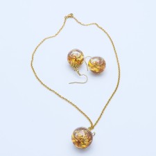 نیم ست طلا 24 عیار زنانه طرح گوی کد 100175