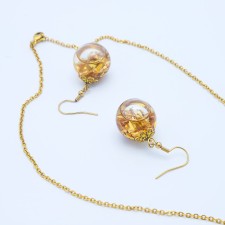 نیم ست طلا 24 عیار زنانه طرح گوی کد 100175