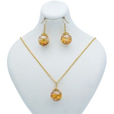 نیم ست طلا 24 عیار زنانه طرح گوی کد 100175