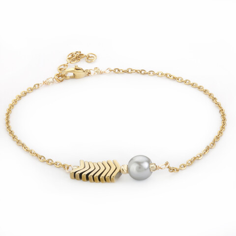 دستبند طلا 18 عیار زنانه طرح مروارید مدل SGH114