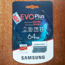 کارت حافظه microSDXC سامسونگ مدل EVO Plus کلاس 10 استاندارد UHS-I U1 سرعت 100MBps ظرفیت 64 گیگابایت به همراه آداپتور SD