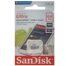 کارت حافظه microSDXC سن دیسک مدل Ultra کلاس 10 استاندارد UHS-I U1 سرعت 100MBps  ظرفیت 64 گیگابایت