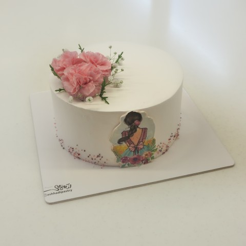 کیک دخترانه با گل
