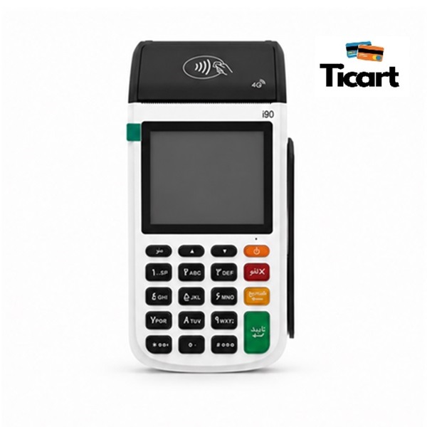 دستگاه کارتخوان اندرویدی SZZT i90 سفید مشکی نمای روبرو