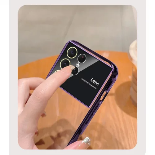 کاور مدل الکترو لنز شفاف مناسب برای گوشی موبایل سامسونگ Galaxy S23 Ultra رنگ بنفش با بهترین کیفیت و بهترین قیمت