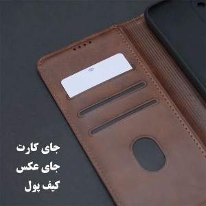 کیف کلاسوری مدل چرمی مناسب برای گوشی موبایل سامسونگ Galaxy A54 به همراه بند آویز