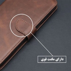 کیف کلاسوری مدل چرمی مناسب برای گوشی موبایل شیائومی Redmi 13C / Poco C65 به همراه بند آویز