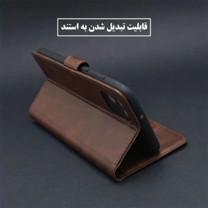 کیف کلاسوری مدل چرمی مناسب برای گوشی موبایل سامسونگ Galaxy A6 Plus به همراه بند آویز
