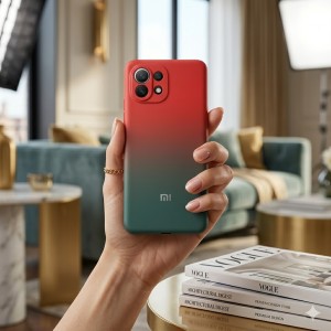 کاور مدل سیلیکونی دو رنگ ( داخل مخمل ) مناسب برای گوشی موبایل شیائومی MI 11 Lite