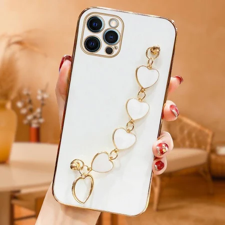 قاب تیک لایف مدل MyCase آویز دار قلبی مناسب برای گوشی موبایل اپل Iphone 12 ProMax رنگ سفید با بهترین کیفیت و بهترین قیمت