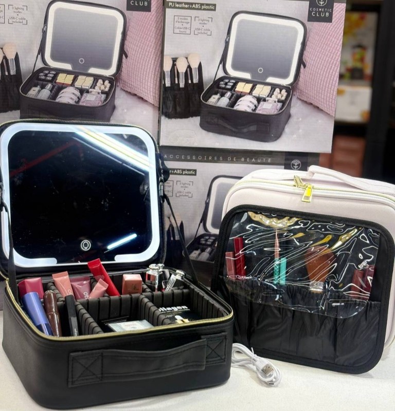 کیف لوازم آرایش آینه دار با LED مدل cosmetic