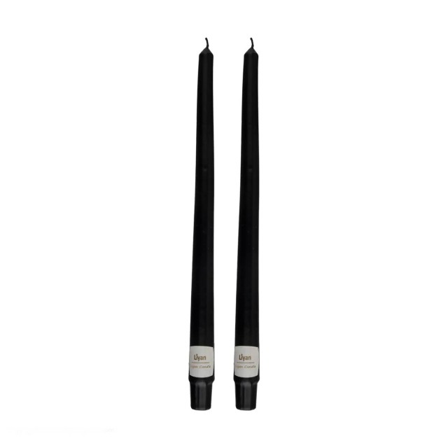 شمع قلمی رنگ مشکی بسته دو عددی(ارتفاع 30cm)