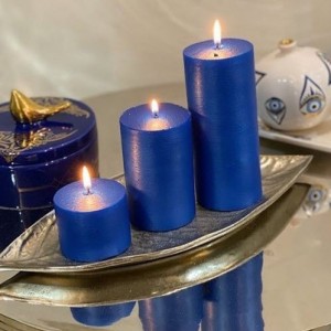 شمع ست استوانه ای متالیک رنگ آبی لاجوردی