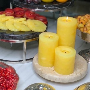 شمع ست استوانه ای مرمریت رنگ زرد روشن