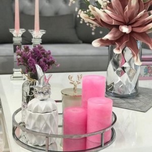 شمع ست استوانه ای مرمریت رنگ صورتی