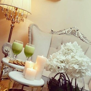 شمع ست استوانه ای مرمریت رنگ سفید صدفی