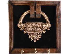 جاکلیدی دیواری طرح قفل درب قدیمی طلایی