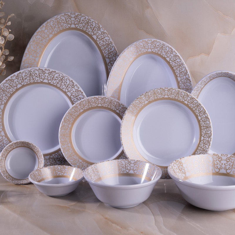 سرویس ۴۱ پارچه گرد |طرح ترمه سفید | تورزن