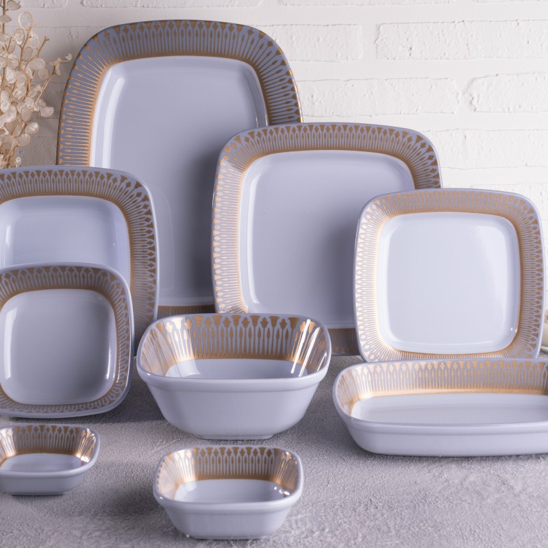 سرویس 41 پارچه شش نفره چهارگوش ملامین تورزن طرح طیر