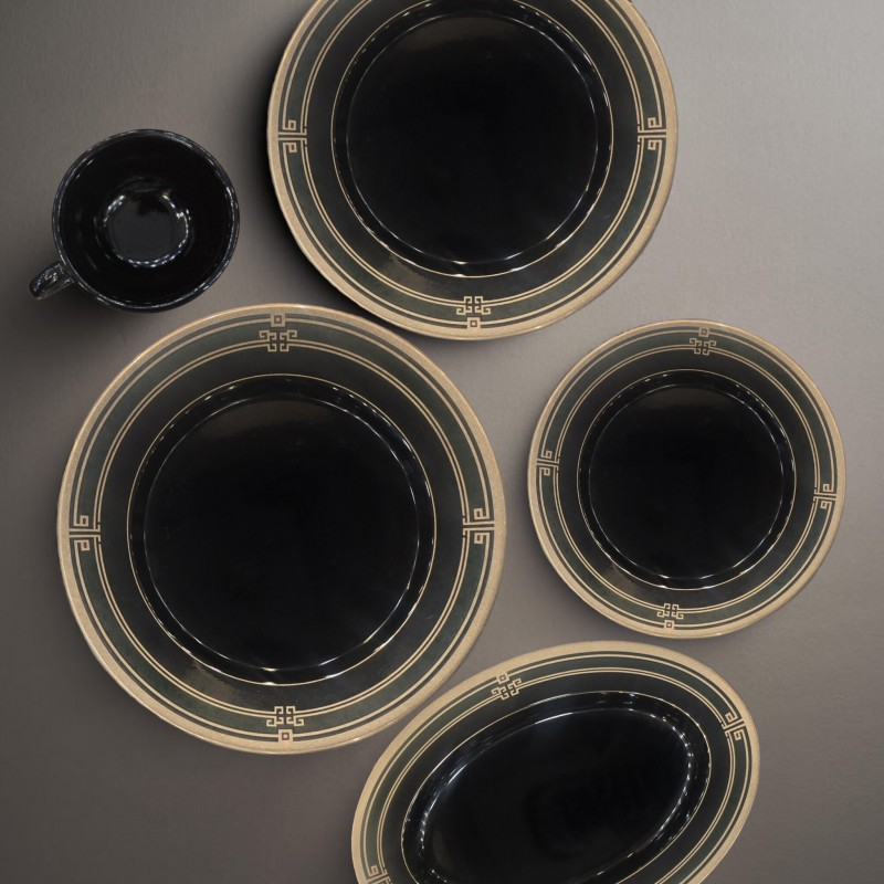 سرویس ۴۱ پارچه گرد |طرح زمرد مشکی | تورزن