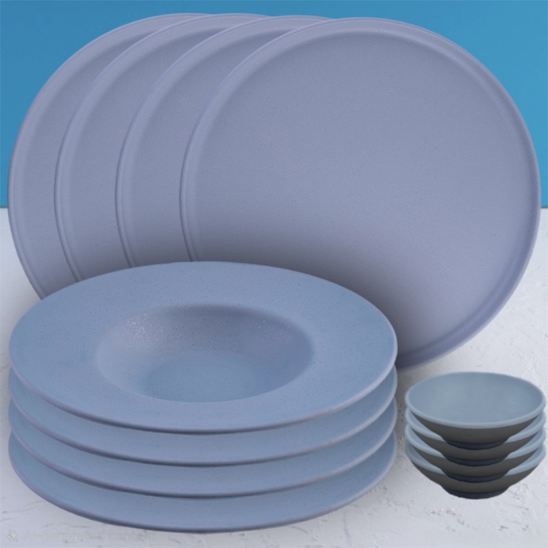 سرویس 12 پارچه چهار نفره پیتزا و پاستا طوسی مات ملامین تورزن