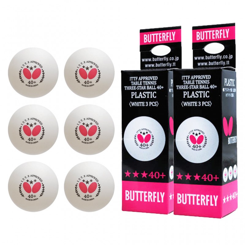 توپ پینگ پنگ طرح باترفلای مدل سه ستاره +40 BUTTERFLY 3STAR بسته 6 عددی