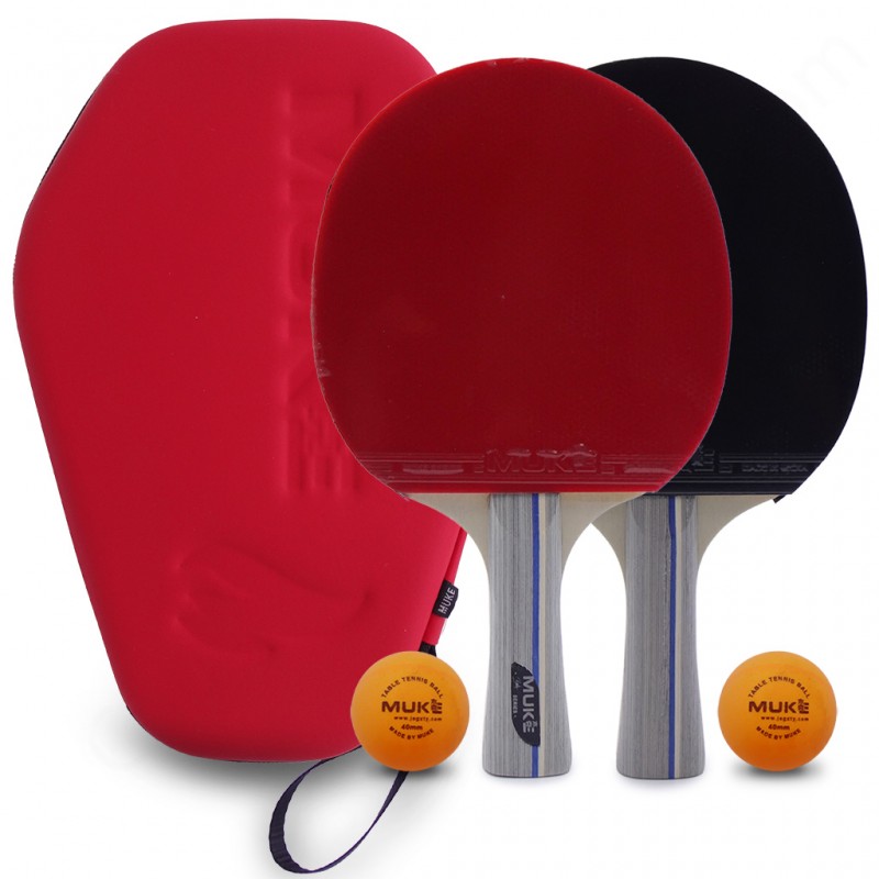 راکت پینگ پنگ ماک مدل  MUKE-8A بسته 2 عددی به همراه کیف حمل و 2 عدد توپ