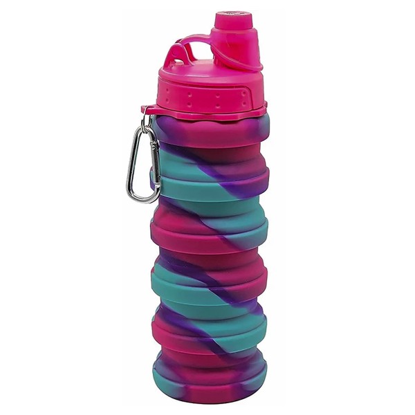 قمقمه سیلیکونی تاشو مدل آبرنگی FS-500 حجم 0.5 لیتر