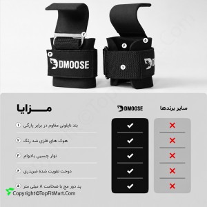 بند لیفت بدنسازی قلابدار دیموس مدل Weightlifting Hooks-60 بسته 2 عددی