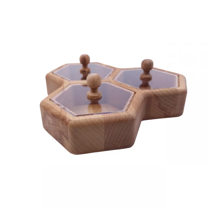 جعبه پذیرایی زنبوری سه خانه درب پلکسی کد WD5833