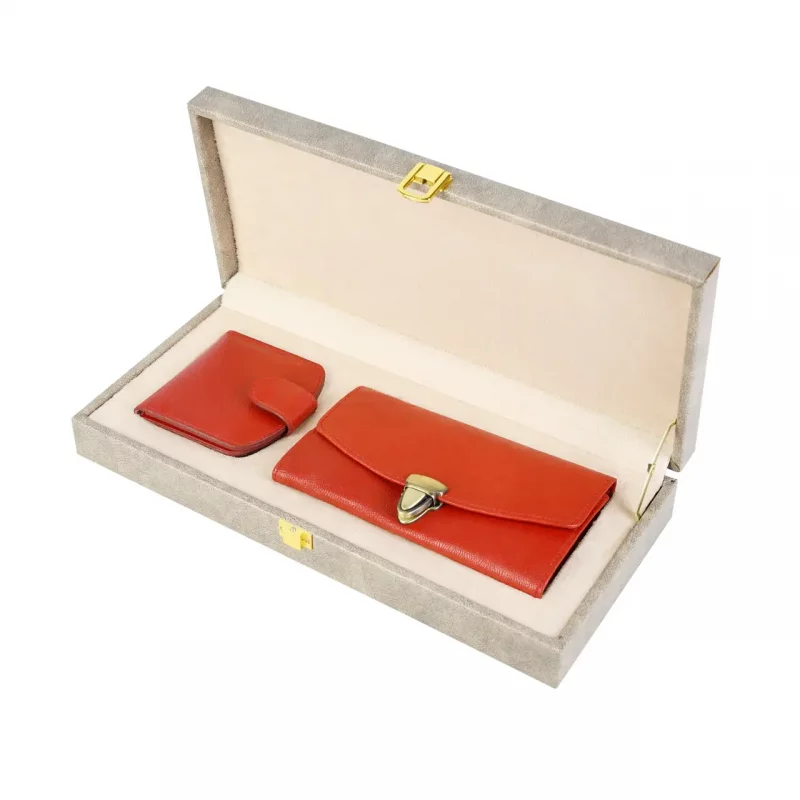 ست چرم زنانه قرمز دایانا کد PL5504