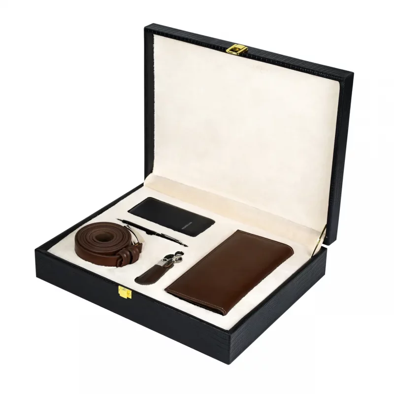 ست چرم قهوه ای دیپلمات  کد PL5505