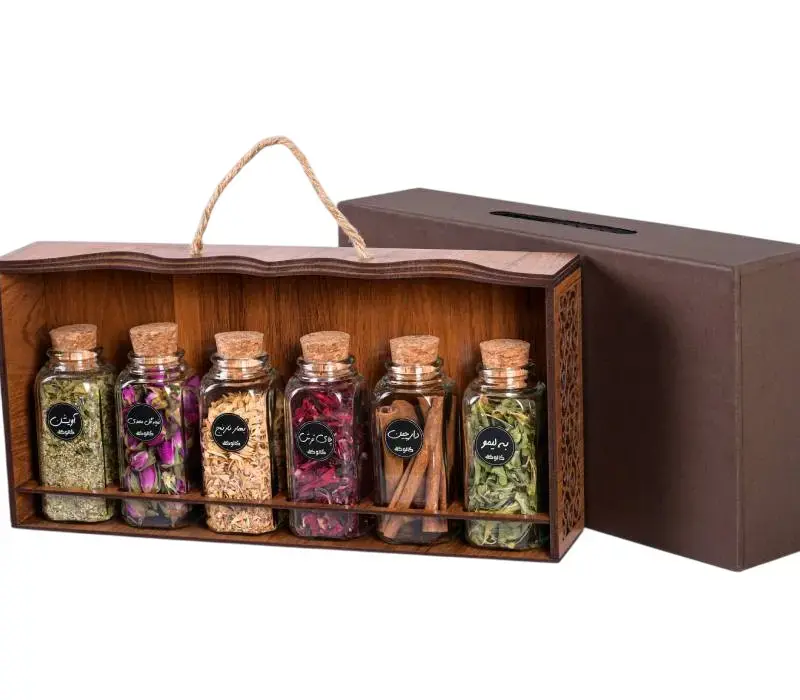 پک هدیه چوبی تبلیغاتی دمنوش کد PH5503