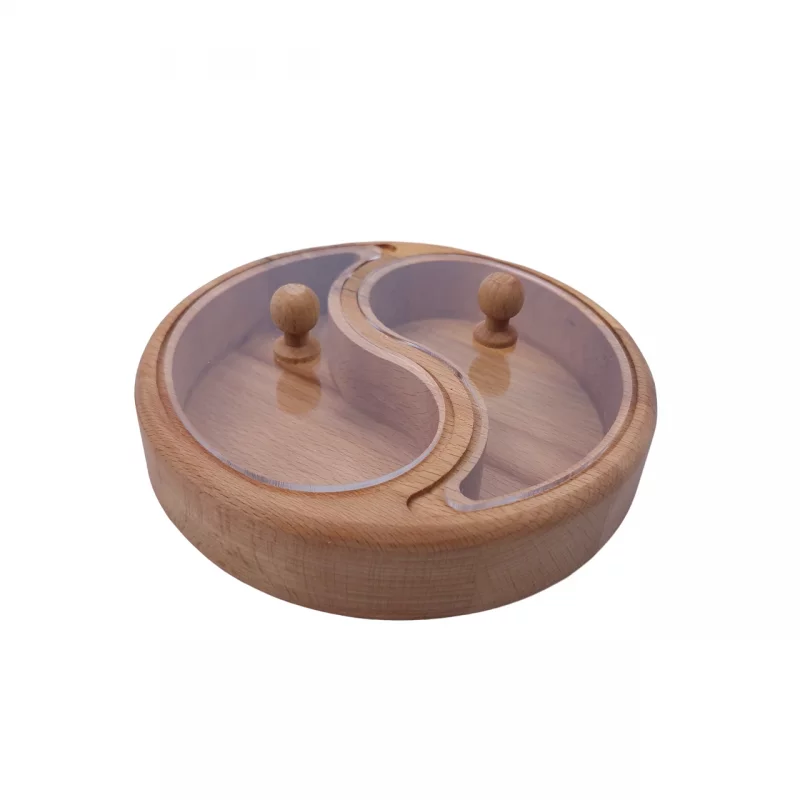 جعبه پذیرایی چوبی دو خانه طرح ترمه درب پلکسی کد WD5847