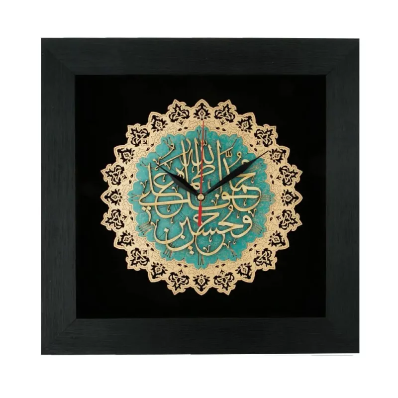 ساعت دیواری چوبی پنج تن معرق کد TJ027