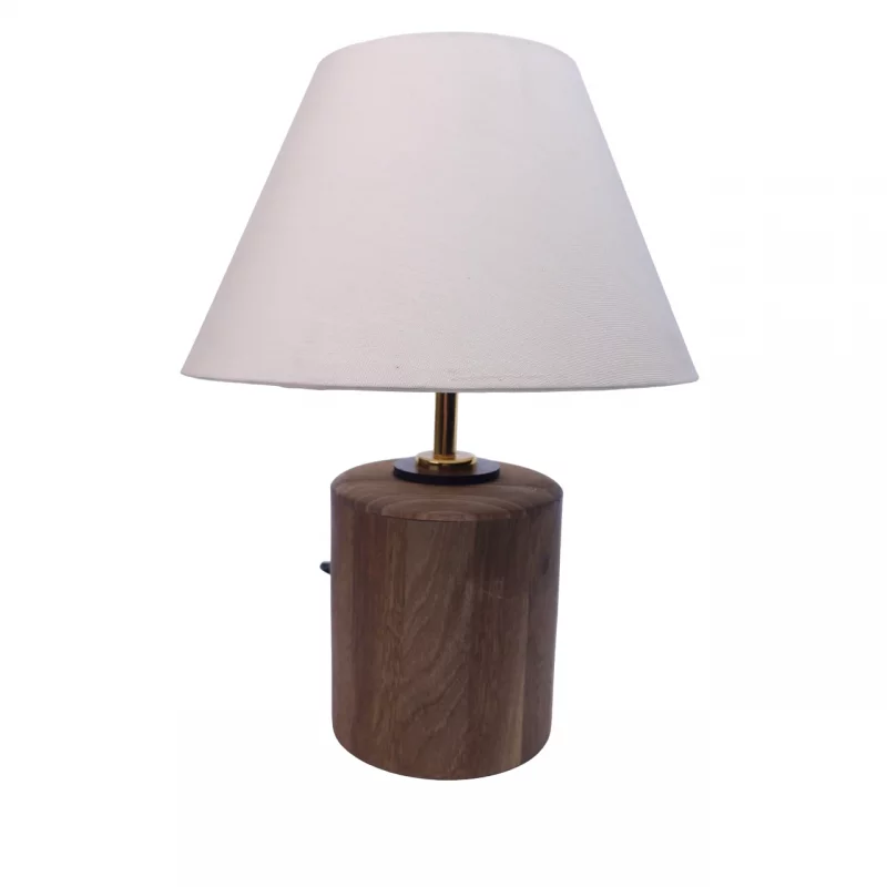 آباژور استوانه ای چوبی شید ژاپنی کد LA5521