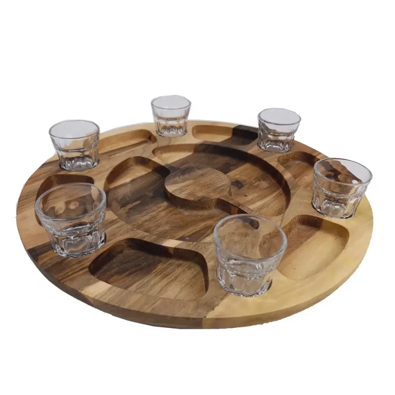 سینی مزه چوبی گرد چرخشی WD5750